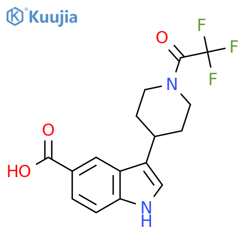 3-1-(2,2,2-trifluoroacetyl)piperidin-4-yl-1H-indole-5-carboxylic acid structure