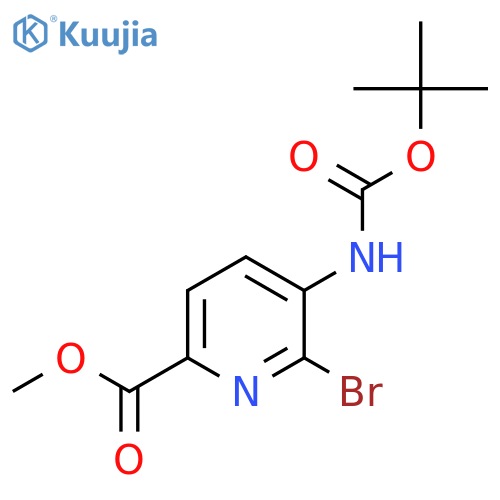 methyl 6-bromo-5-{(tert-butoxy)carbonylamino}pyridine-2-carboxylate structure