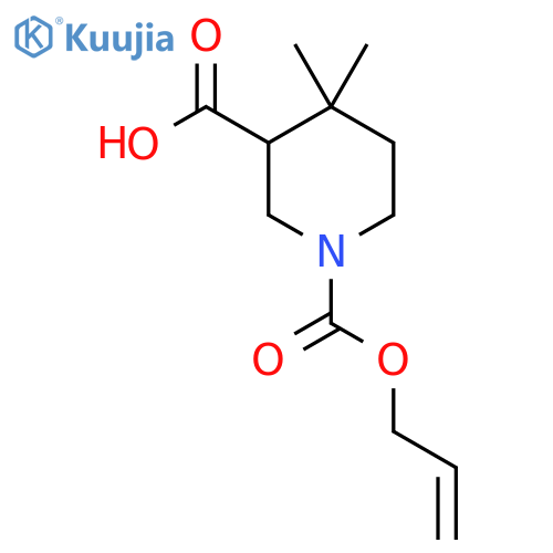 4,4-dimethyl-1-(prop-2-en-1-yloxy)carbonylpiperidine-3-carboxylic acid structure