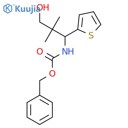 benzyl N-3-hydroxy-2,2-dimethyl-1-(thiophen-2-yl)propylcarbamate structure