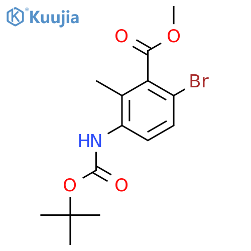 methyl 6-bromo-3-{(tert-butoxy)carbonylamino}-2-methylbenzoate structure