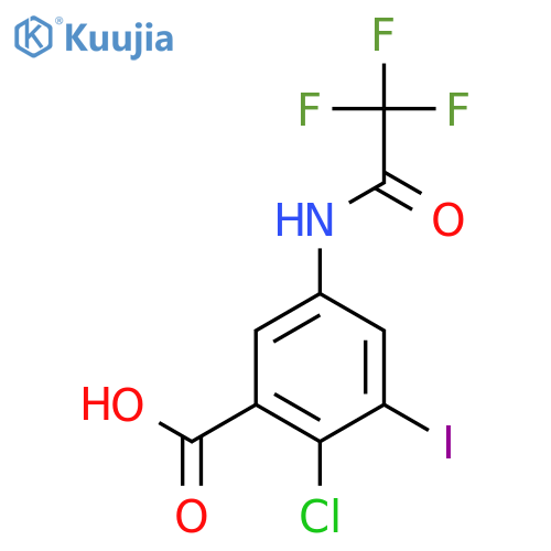 2-Chloro-3-iodo-5-(2,2,2-trifluoroacetamido)benzoic acid structure
