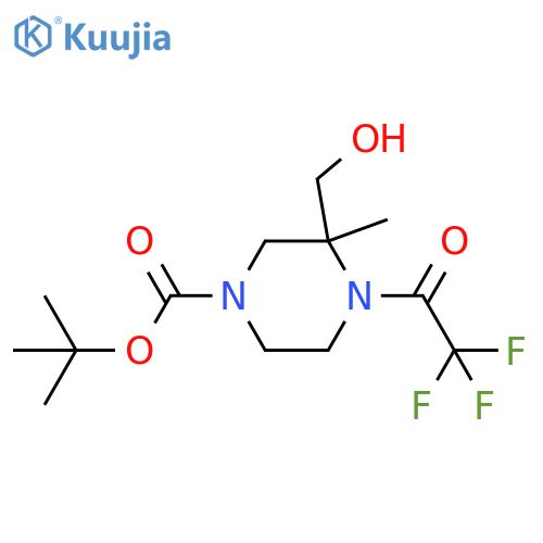 Tert-butyl 3-(hydroxymethyl)-3-methyl-4-(2,2,2-trifluoroacetyl)piperazine-1-carboxylate structure