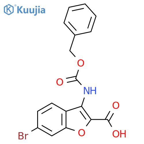 3-{(benzyloxy)carbonylamino}-6-bromo-1-benzofuran-2-carboxylic acid structure