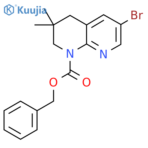 Benzyl 6-bromo-3,3-dimethyl-1,2,3,4-tetrahydro-1,8-naphthyridine-1-carboxylate structure