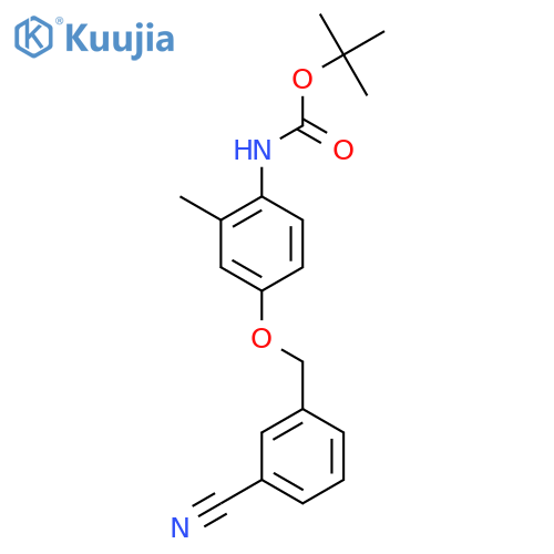tert-butyl N-{4-(3-cyanophenyl)methoxy-2-methylphenyl}carbamate structure