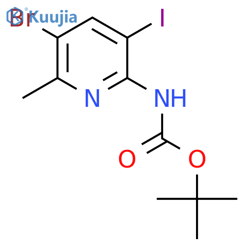 tert-butyl N-(5-bromo-3-iodo-6-methylpyridin-2-yl)carbamate structure