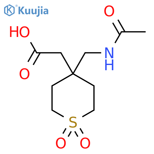 2-4-(acetamidomethyl)-1,1-dioxo-1lambda6-thian-4-ylacetic acid structure