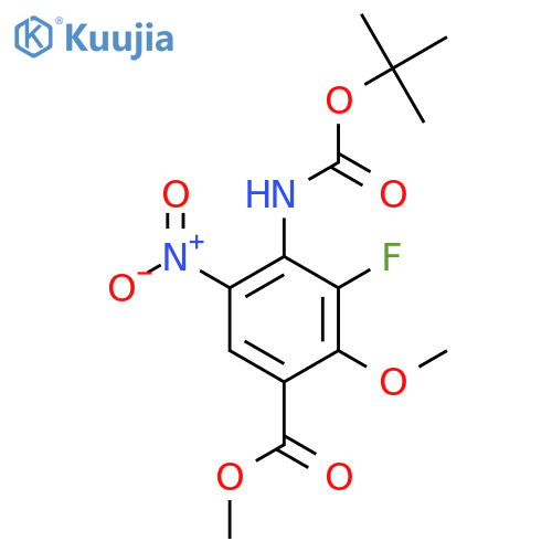 Methyl 4-{[(tert-butoxy)carbonyl]amino}-3-fluoro-2-methoxy-5-nitrobenzoate structure