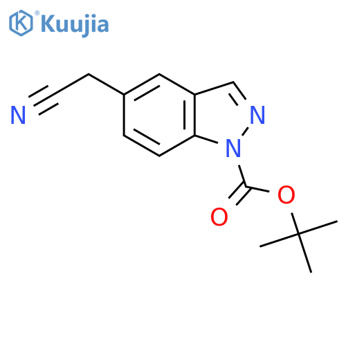 tert-butyl 5-(cyanomethyl)-1H-indazole-1-carboxylate structure
