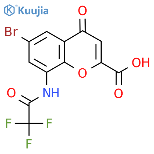 6-bromo-4-oxo-8-(2,2,2-trifluoroacetamido)-4H-chromene-2-carboxylic acid structure