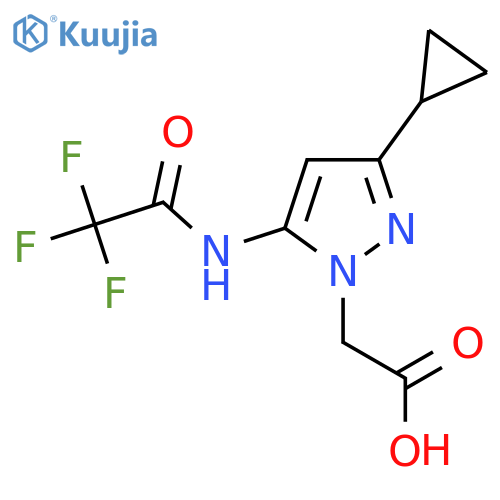 2-[3-cyclopropyl-5-(2,2,2-trifluoroacetamido)-1H-pyrazol-1-yl]acetic acid structure