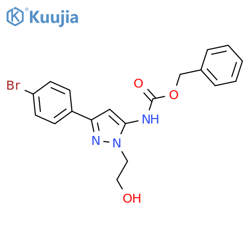 benzyl N-3-(4-bromophenyl)-1-(2-hydroxyethyl)-1H-pyrazol-5-ylcarbamate structure
