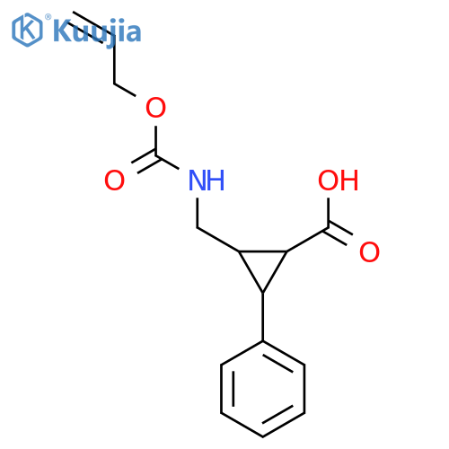 2-Phenyl-3-({[(prop-2-en-1-yloxy)carbonyl]amino}methyl)cyclopropane-1-carboxylic acid structure