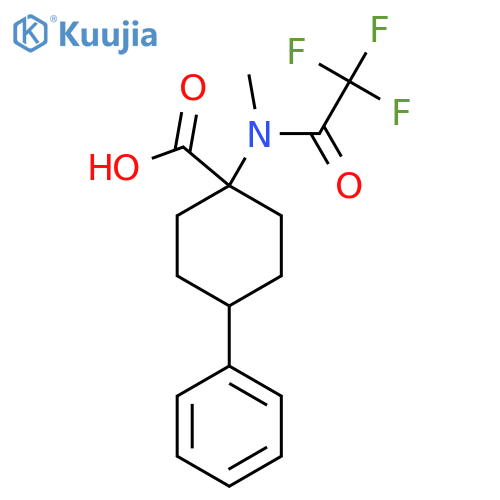 4-phenyl-1-(2,2,2-trifluoro-N-methylacetamido)cyclohexane-1-carboxylic acid structure