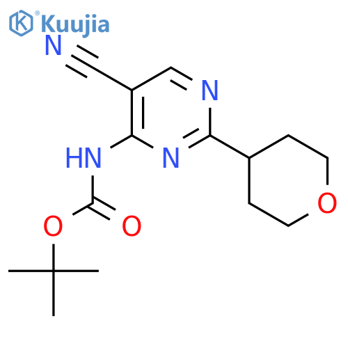 tert-butyl N-5-cyano-2-(oxan-4-yl)pyrimidin-4-ylcarbamate structure