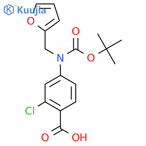 4-{[(Tert-butoxy)carbonyl][(furan-2-yl)methyl]amino}-2-chlorobenzoic acid structure