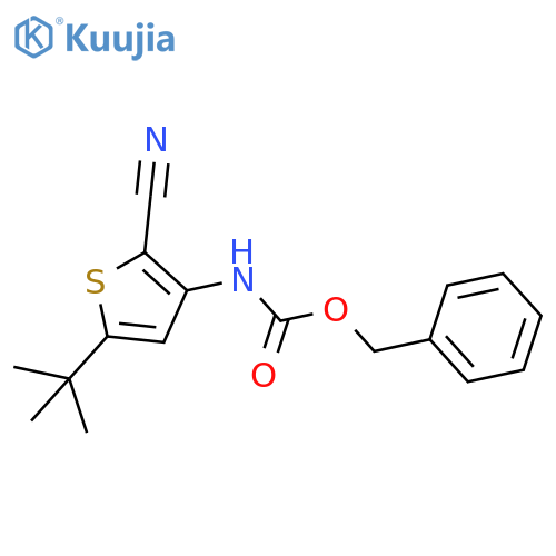 benzyl N-(5-tert-butyl-2-cyanothiophen-3-yl)carbamate structure