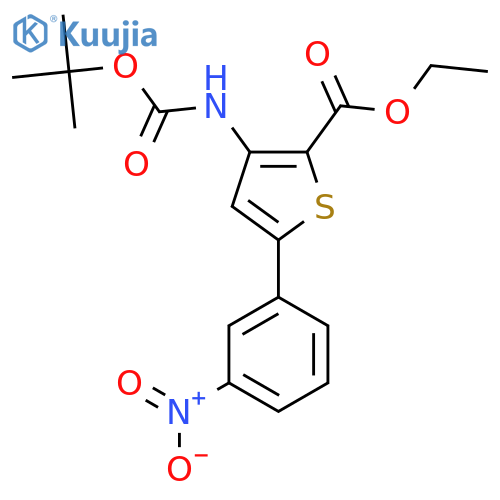 ethyl 3-{(tert-butoxy)carbonylamino}-5-(3-nitrophenyl)thiophene-2-carboxylate structure