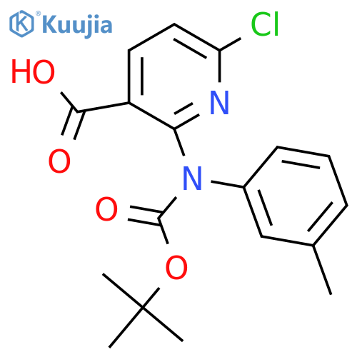 2-{(tert-butoxy)carbonyl(3-methylphenyl)amino}-6-chloropyridine-3-carboxylic acid structure