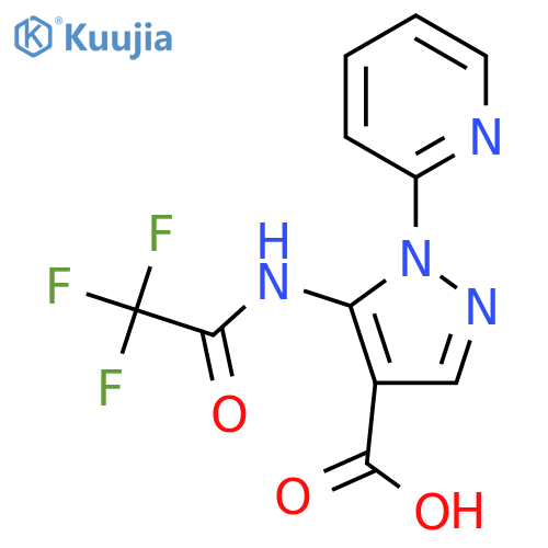 1-(pyridin-2-yl)-5-(2,2,2-trifluoroacetamido)-1H-pyrazole-4-carboxylic acid structure