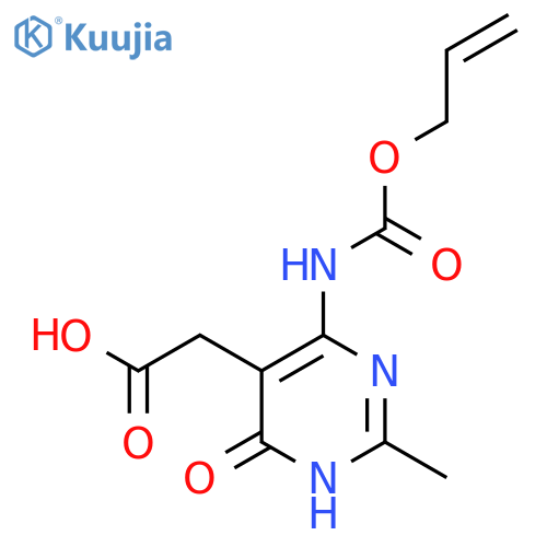 2-(2-methyl-6-oxo-4-{(prop-2-en-1-yloxy)carbonylamino}-1,6-dihydropyrimidin-5-yl)acetic acid structure