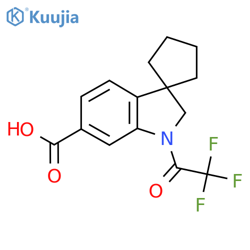 1'-(2,2,2-trifluoroacetyl)-1',2'-dihydrospirocyclopentane-1,3'-indole-6'-carboxylic acid structure