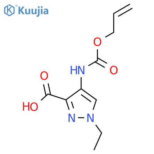 1-ethyl-4-{[(prop-2-en-1-yloxy)carbonyl]amino}-1H-pyrazole-3-carboxylic acid structure