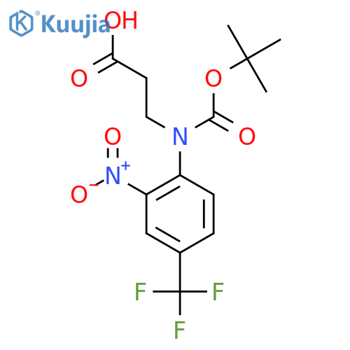 3-{(tert-butoxy)carbonyl2-nitro-4-(trifluoromethyl)phenylamino}propanoic acid structure