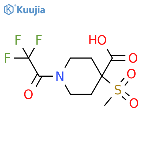 4-Methanesulfonyl-1-(2,2,2-trifluoroacetyl)piperidine-4-carboxylic acid structure