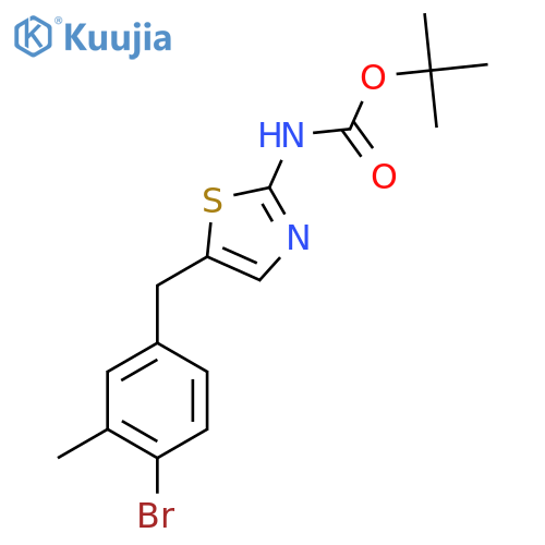 tert-butyl N-{5-(4-bromo-3-methylphenyl)methyl-1,3-thiazol-2-yl}carbamate structure