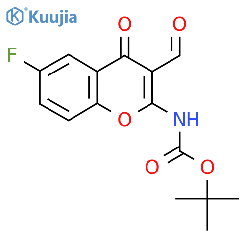 tert-butyl N-(6-fluoro-3-formyl-4-oxo-4H-chromen-2-yl)carbamate structure