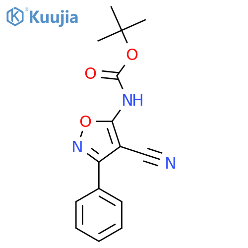 tert-butyl N-(4-cyano-3-phenyl-1,2-oxazol-5-yl)carbamate structure