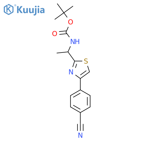 tert-butyl N-{1-4-(4-cyanophenyl)-1,3-thiazol-2-ylethyl}carbamate structure