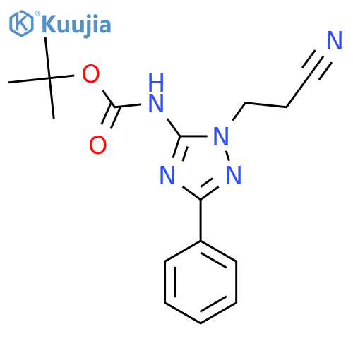tert-butyl N-1-(2-cyanoethyl)-3-phenyl-1H-1,2,4-triazol-5-ylcarbamate structure