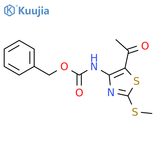 benzyl N-[5-acetyl-2-(methylsulfanyl)-1,3-thiazol-4-yl]carbamate structure