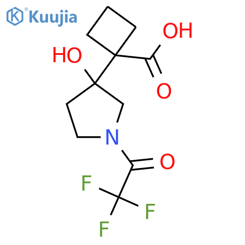 1-[3-Hydroxy-1-(2,2,2-trifluoroacetyl)pyrrolidin-3-yl]cyclobutane-1-carboxylic acid structure