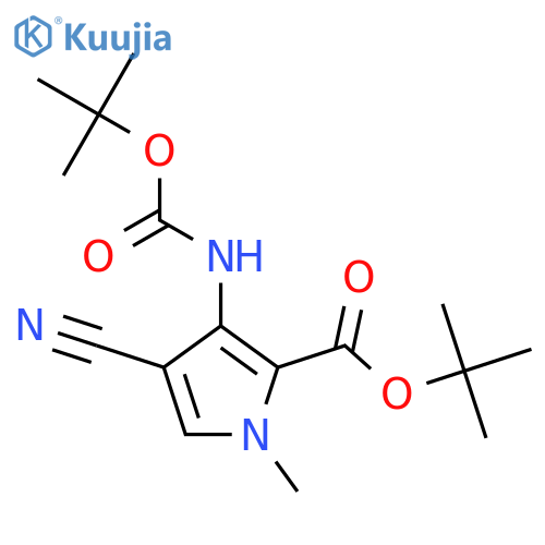 tert-butyl 3-{(tert-butoxy)carbonylamino}-4-cyano-1-methyl-1H-pyrrole-2-carboxylate structure