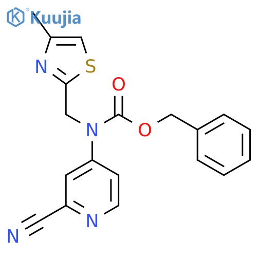 benzyl N-(2-cyanopyridin-4-yl)-N-(4-methyl-1,3-thiazol-2-yl)methylcarbamate structure