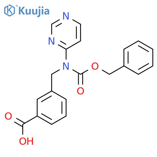 3-({[(Benzyloxy)carbonyl](pyrimidin-4-yl)amino}methyl)benzoic acid structure