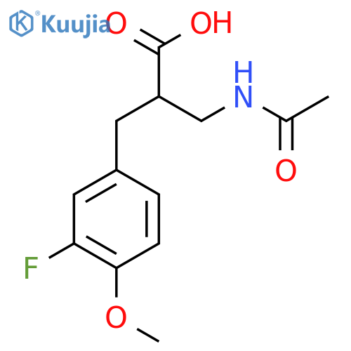 3-acetamido-2-(3-fluoro-4-methoxyphenyl)methylpropanoic acid structure