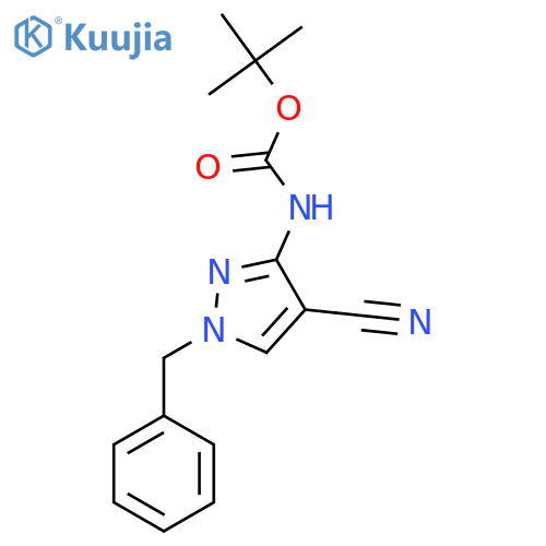 tert-butyl N-(1-benzyl-4-cyano-1H-pyrazol-3-yl)carbamate structure