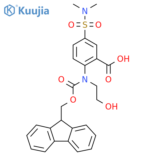 5-(dimethylsulfamoyl)-2-({[(9H-fluoren-9-yl)methoxy]carbonyl}(2-hydroxyethyl)amino)benzoic acid structure