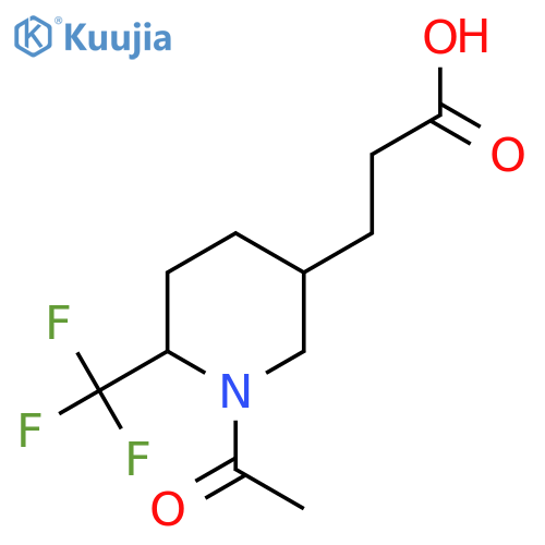 3-1-acetyl-6-(trifluoromethyl)piperidin-3-ylpropanoic acid structure