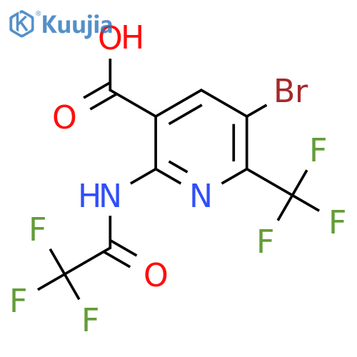 5-Bromo-2-(2,2,2-trifluoroacetamido)-6-(trifluoromethyl)pyridine-3-carboxylic acid structure