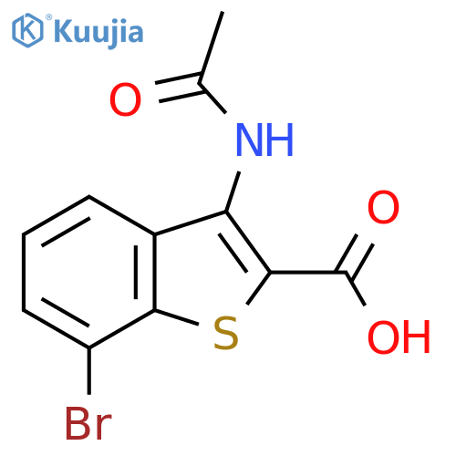 7-Bromo-3-acetamido-1-benzothiophene-2-carboxylic acid structure
