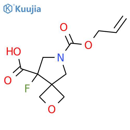 8-fluoro-6-(prop-2-en-1-yloxy)carbonyl-2-oxa-6-azaspiro3.4octane-8-carboxylic acid structure