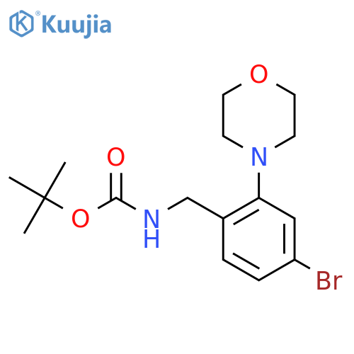 tert-butyl N-{4-bromo-2-(morpholin-4-yl)phenylmethyl}carbamate structure