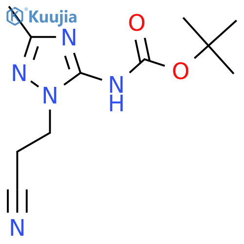 tert-butyl N-1-(2-cyanoethyl)-3-methyl-1H-1,2,4-triazol-5-ylcarbamate structure