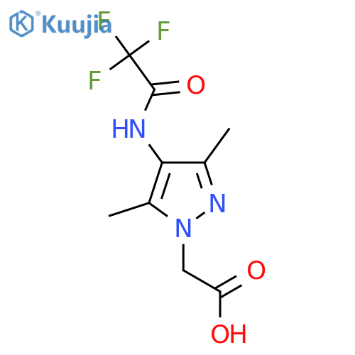 2-3,5-dimethyl-4-(2,2,2-trifluoroacetamido)-1H-pyrazol-1-ylacetic acid structure